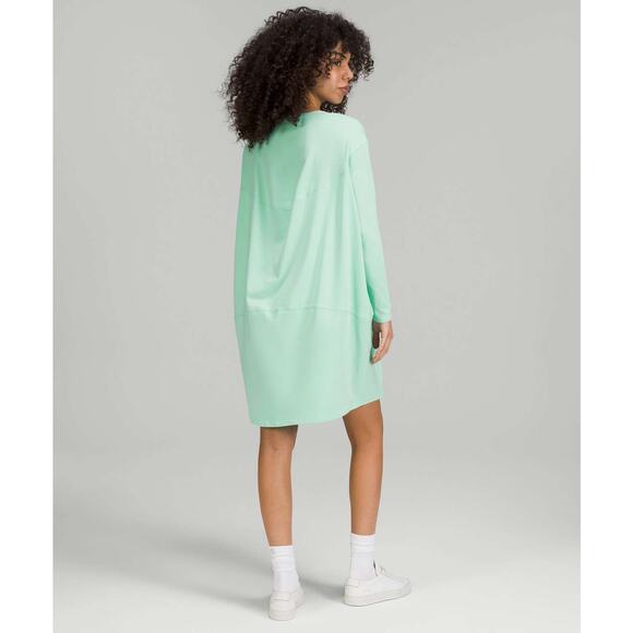 Lululemon Back in Action Long Sleeve Pima Cotton Dress in Blue Wild Mint size 4 - Picture 5 of 8